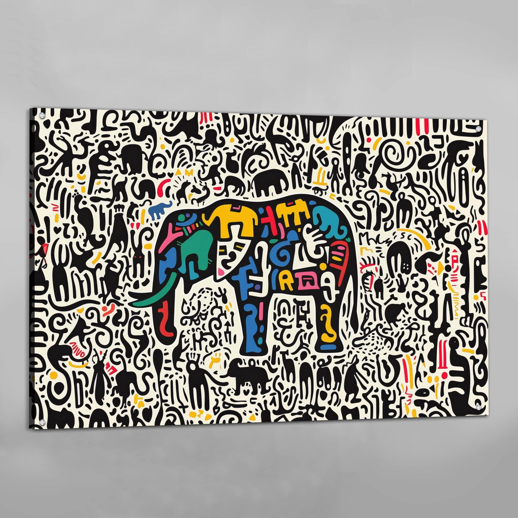 Modern Colorful Elephant Wall Art - Luxury Art Canvas
