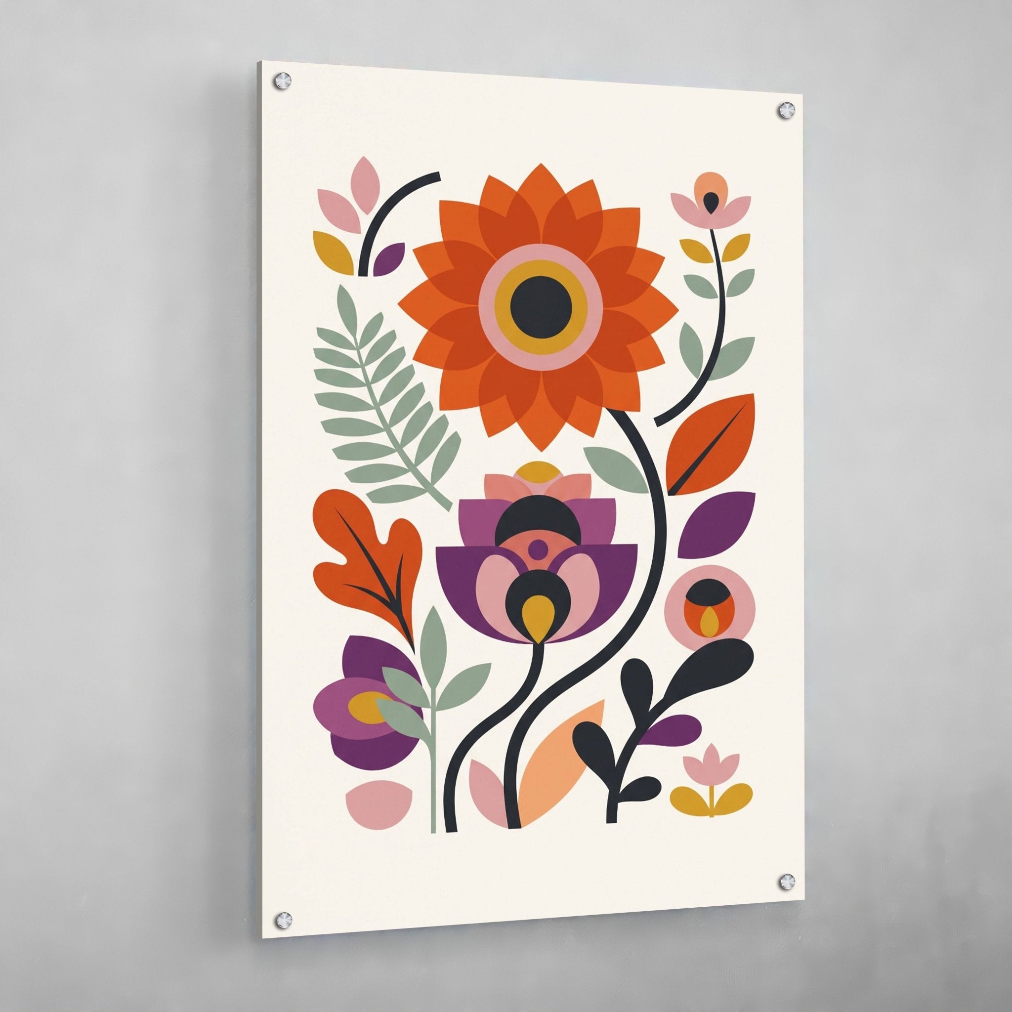 Modern Flowers Scandinavian Wall Art - Luxury Art Canvas