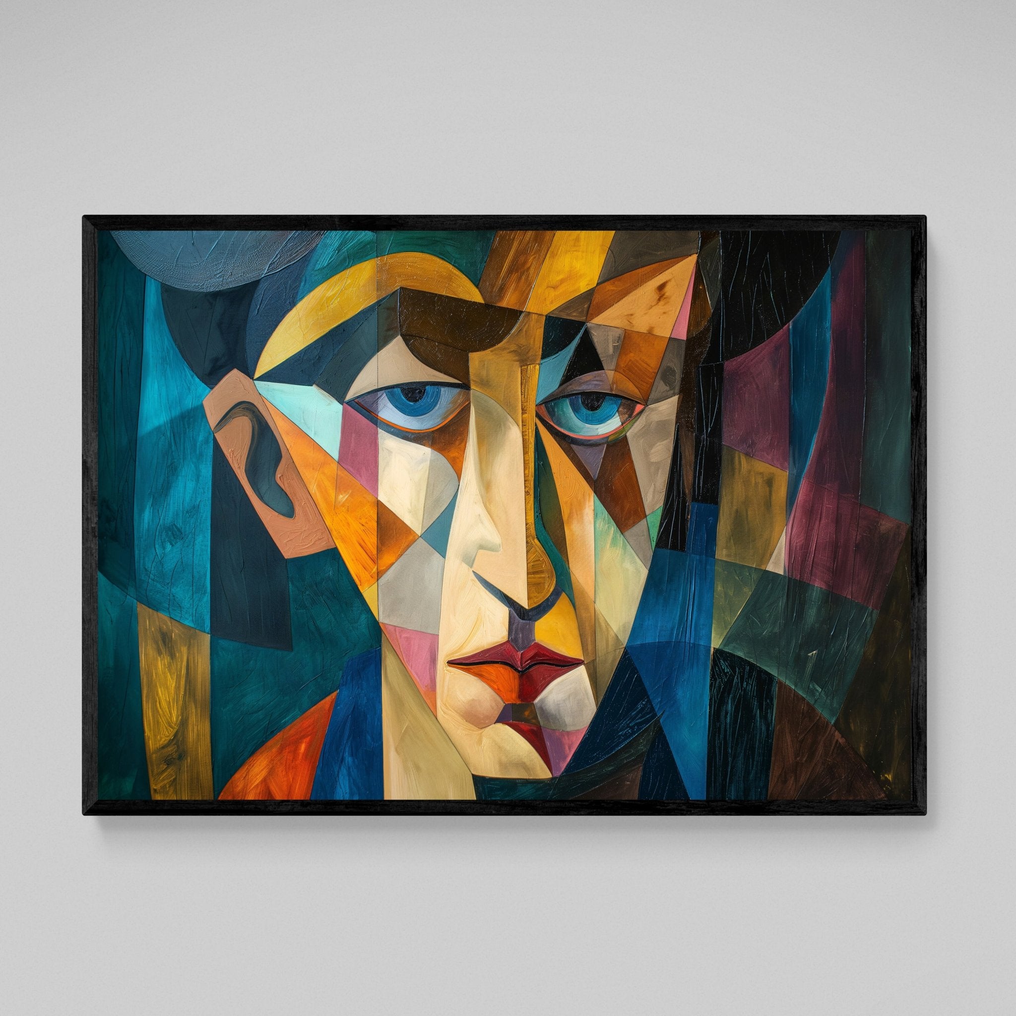 Modern Geometric Face Cubism Wall Art - Luxury Art Canvas
