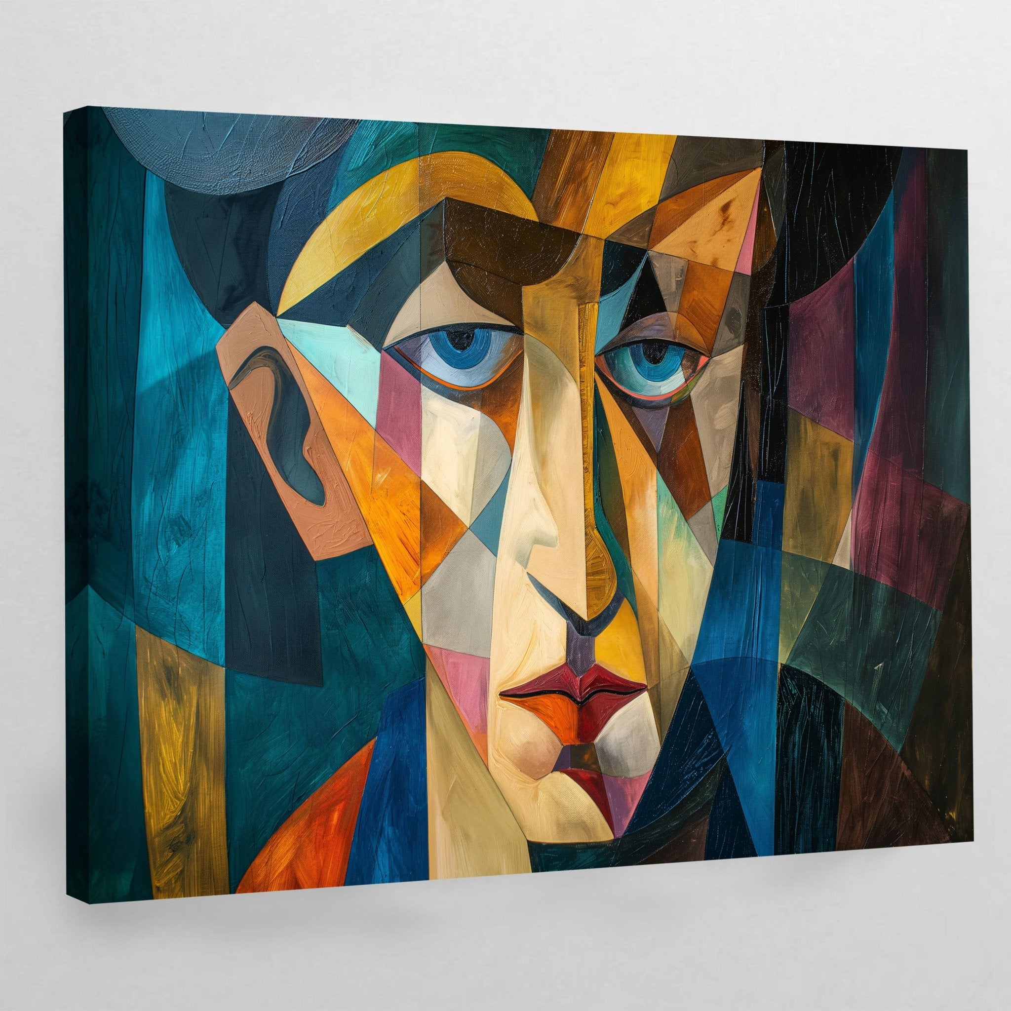 Modern Geometric Face Cubism Wall Art - Luxury Art Canvas