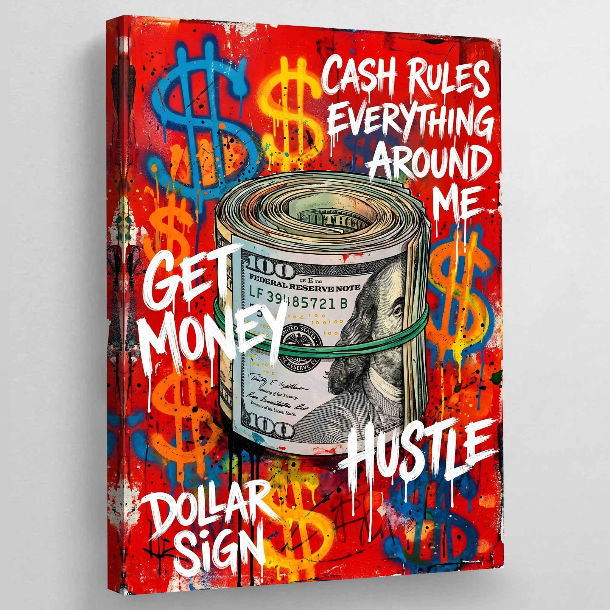 Money Hustle Graffiti Wall Art - Luxury Art Canvas