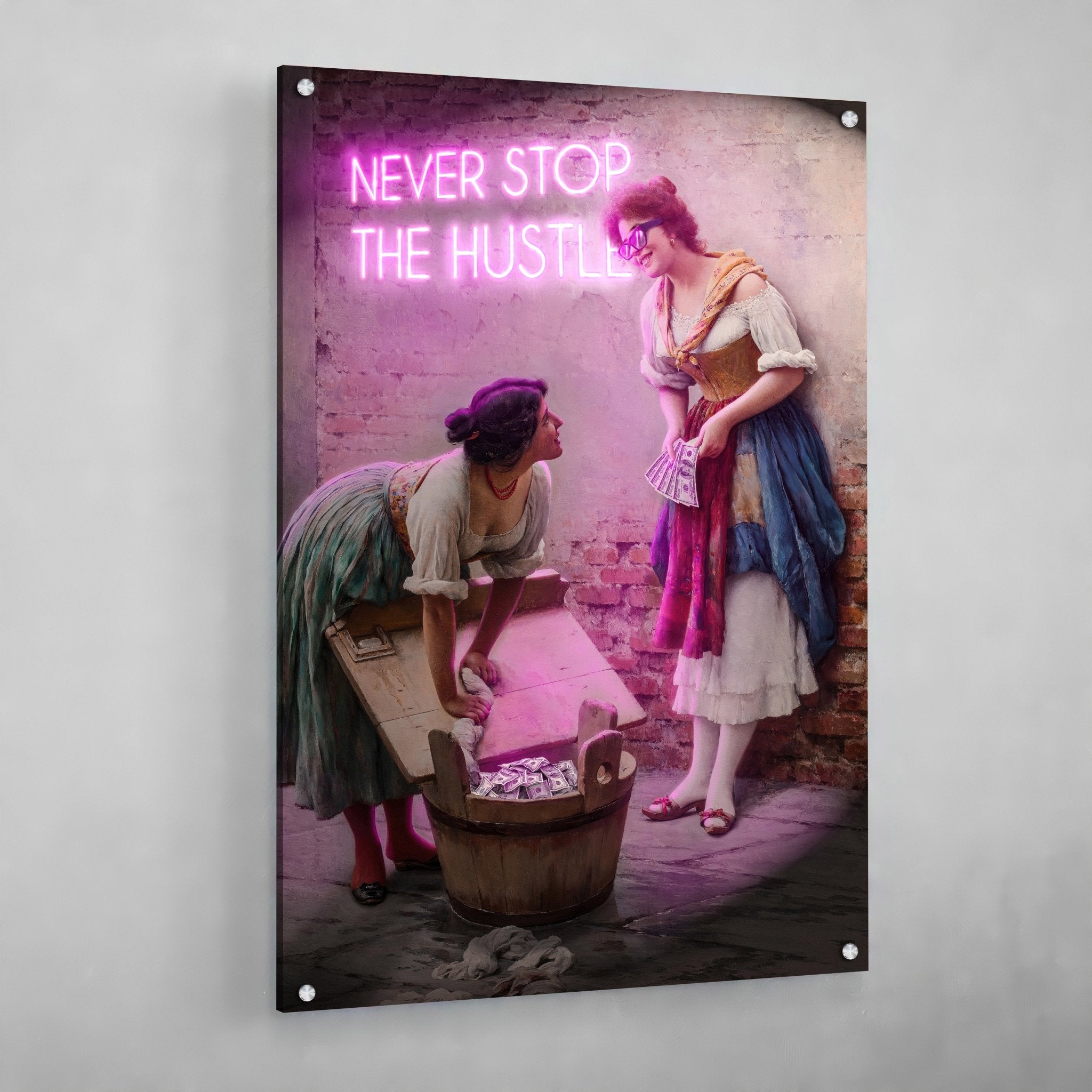 Never Stop The Hustle Modern Wall Art - Luxury Art Canvas