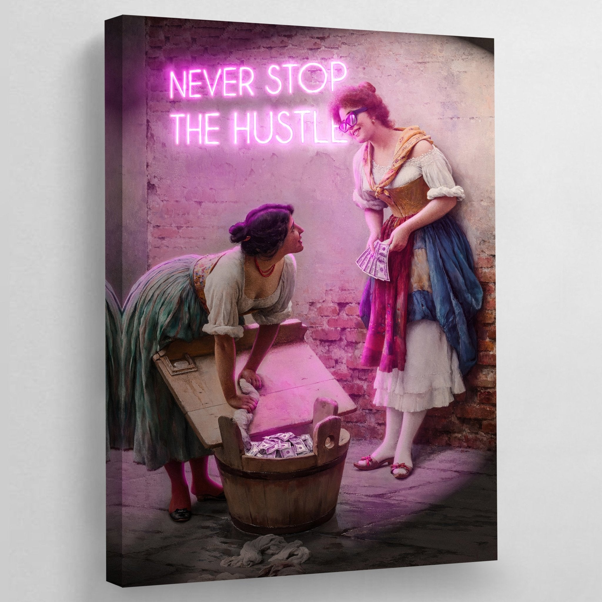 Never Stop The Hustle Modern Wall Art - Luxury Art Canvas
