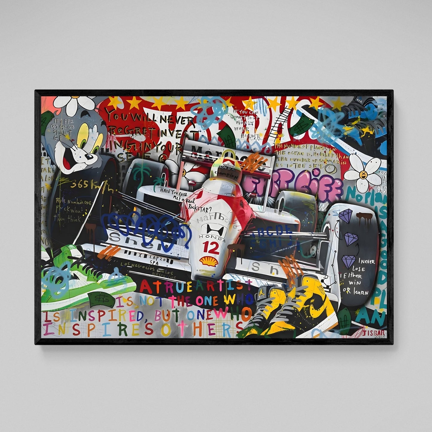 Racing Car Graffiti Wall Art - Luxury Art Canvas