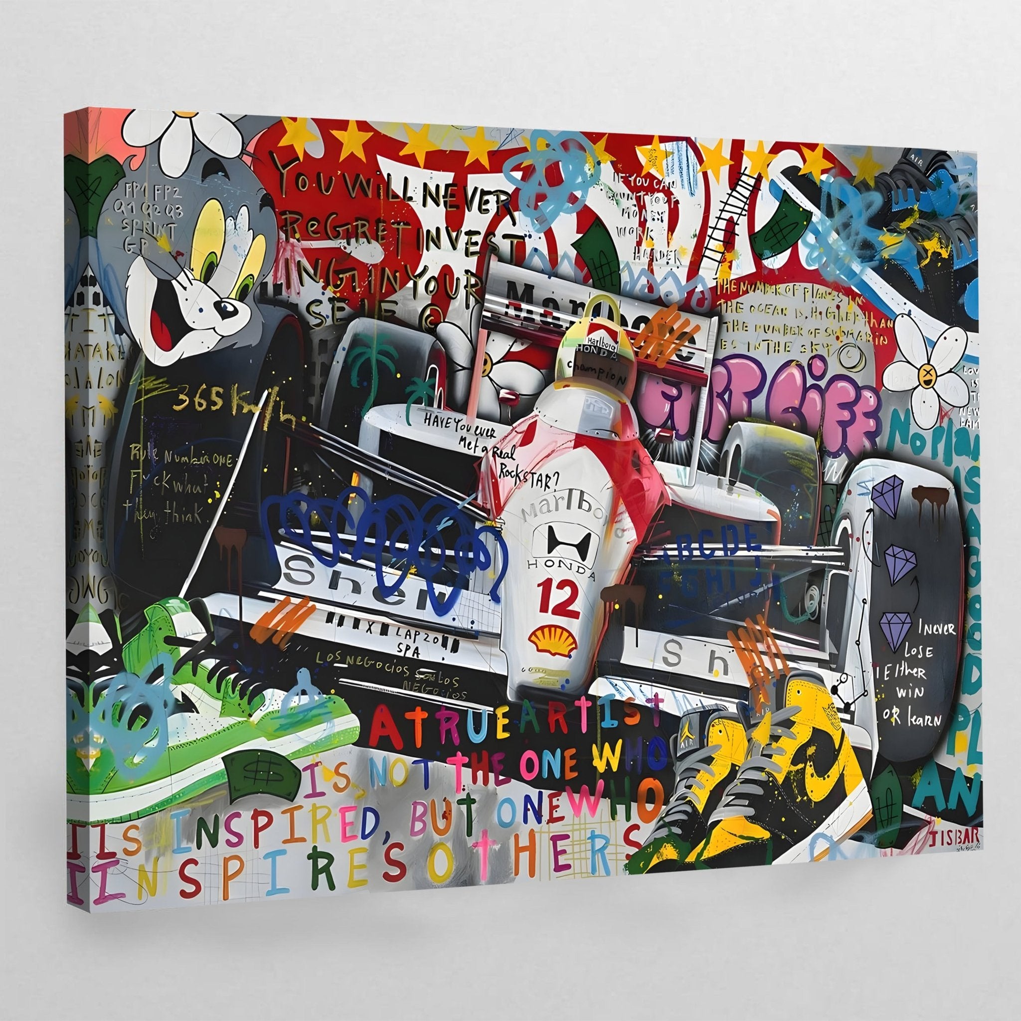 Racing Car Graffiti Wall Art - Luxury Art Canvas
