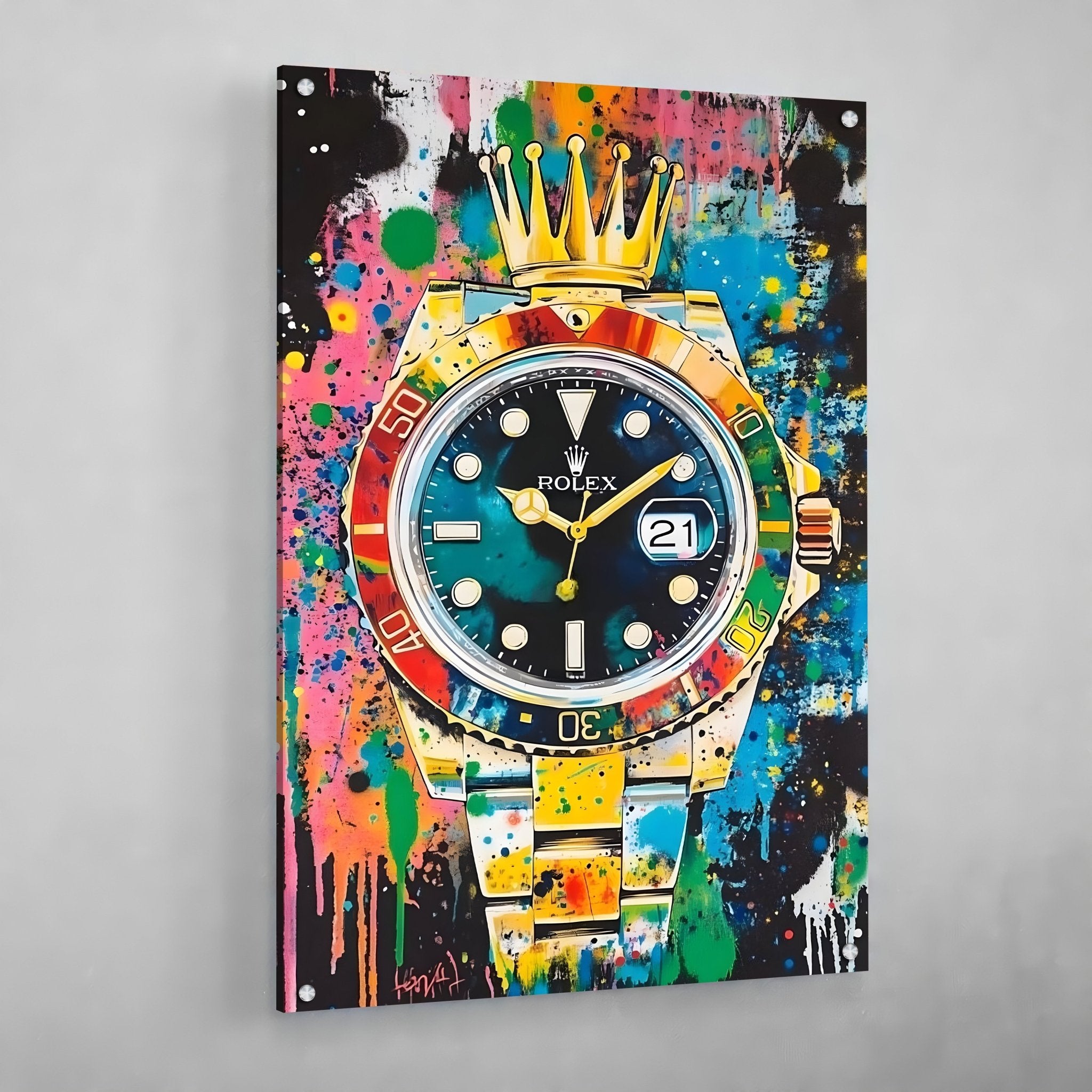 Rolex Graffiti Canvas Wall Art - Luxury Art Canvas