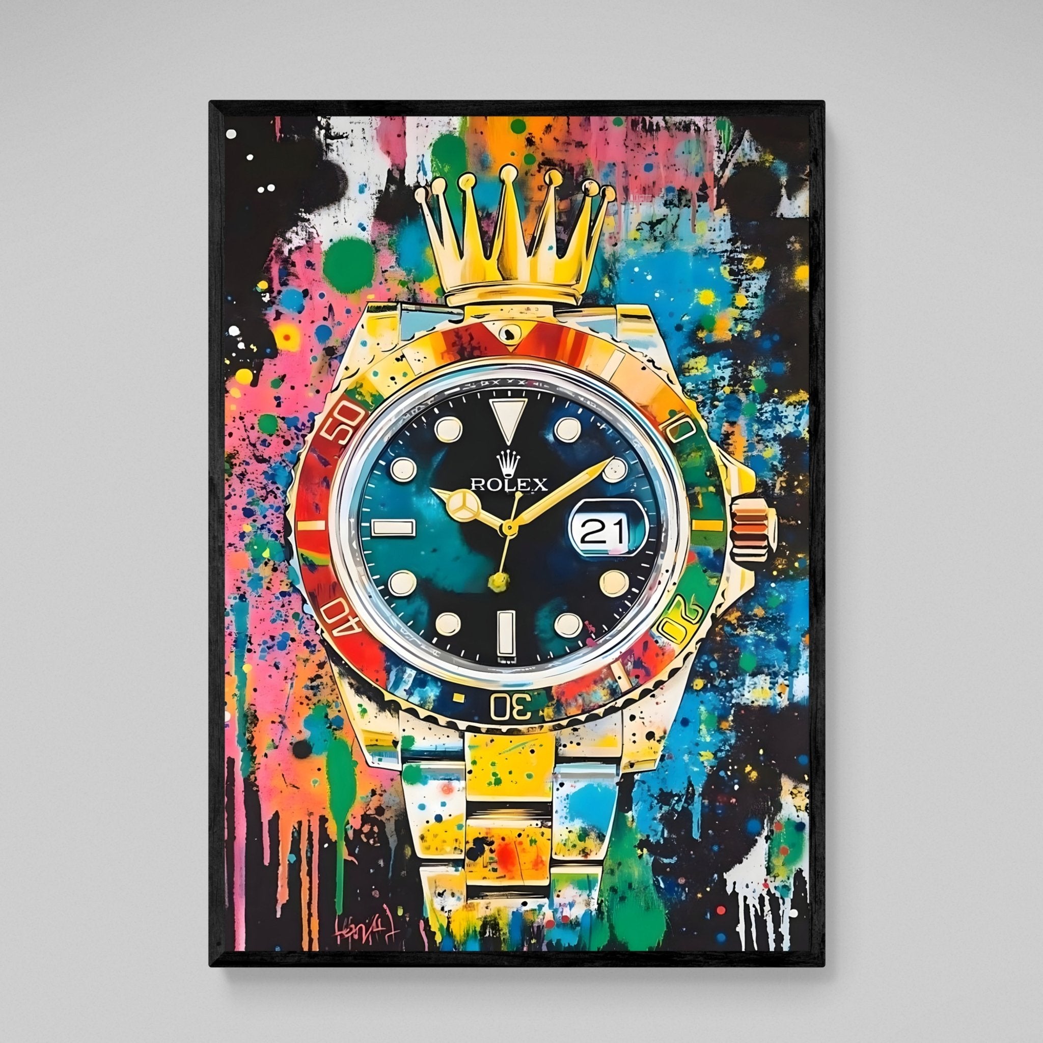 Rolex Graffiti Canvas Wall Art - Luxury Art Canvas