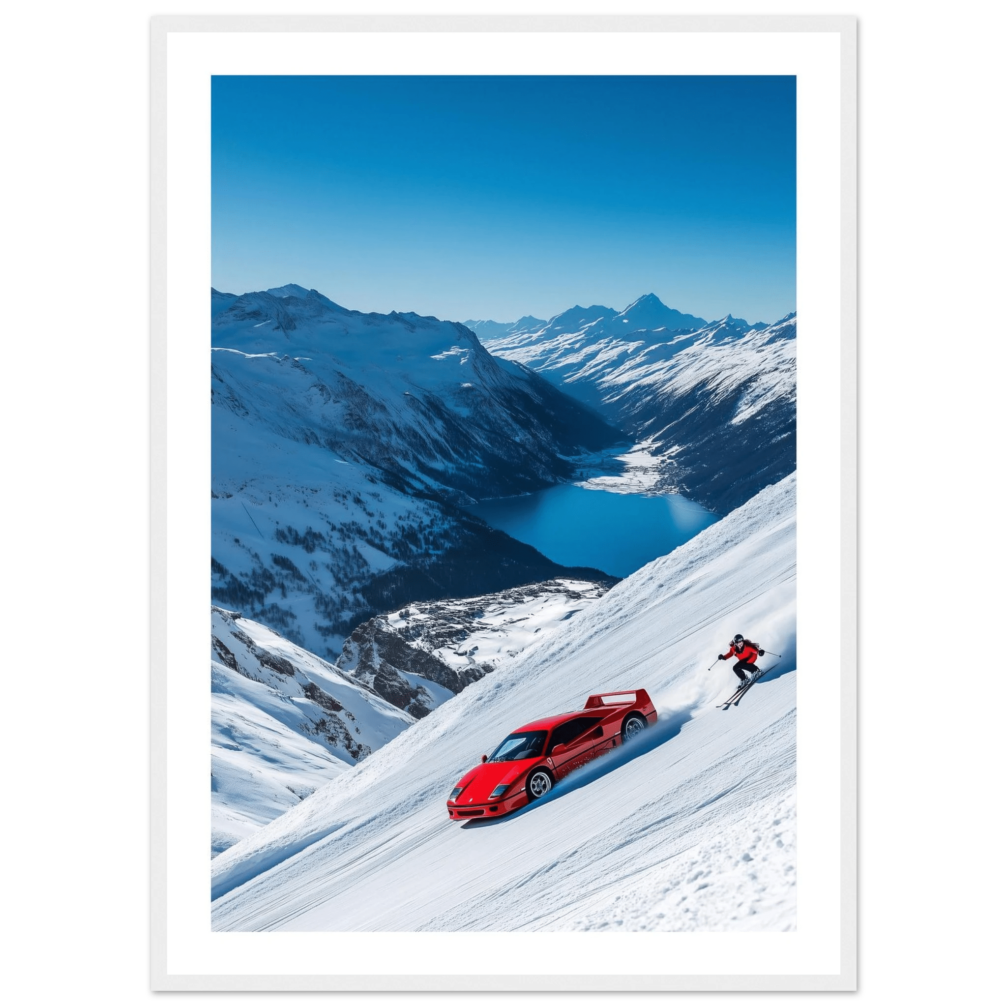 Ski Ferrari Photography Wall Art - Luxury Art Canvas