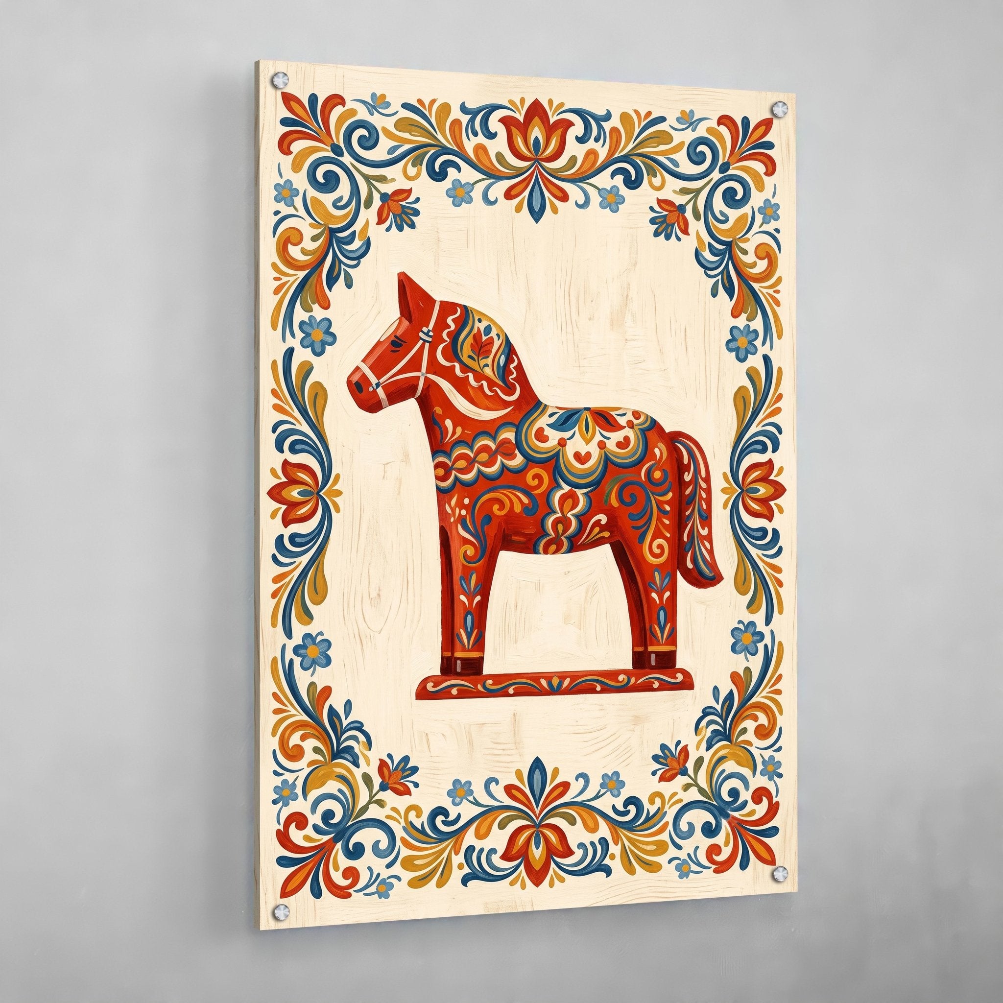 Swedish Dala Horse Scandinavian Wall Art - Luxury Art Canvas