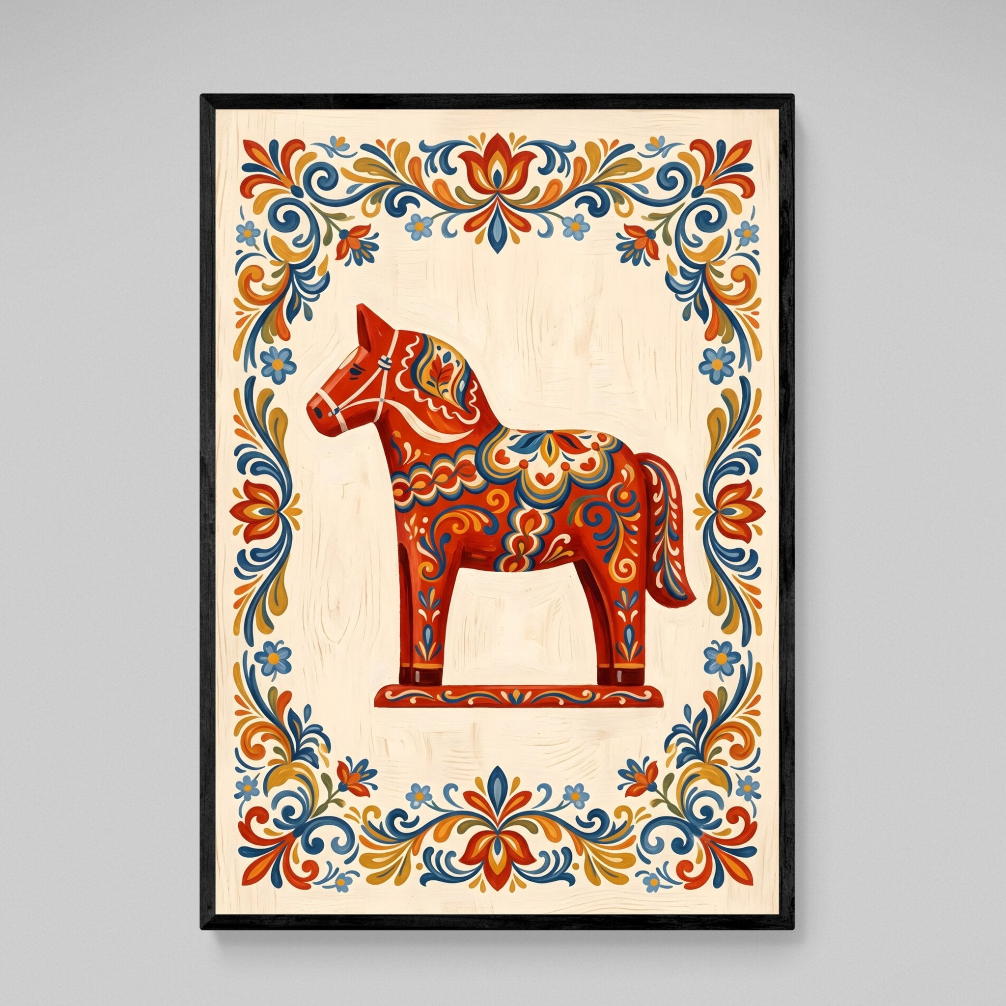 Swedish Dala Horse Scandinavian Wall Art - Luxury Art Canvas