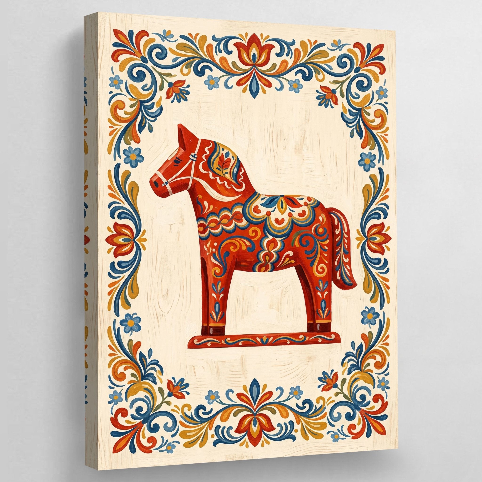 Swedish Dala Horse Scandinavian Wall Art - Luxury Art Canvas