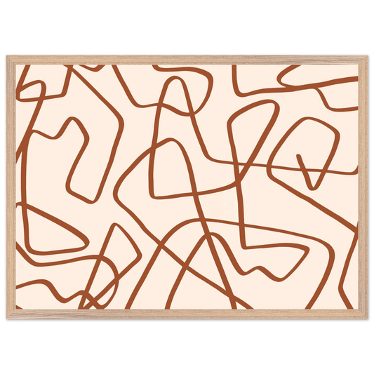 Terracotta Scribble Minimalist Wall Art - Luxury Art Canvas