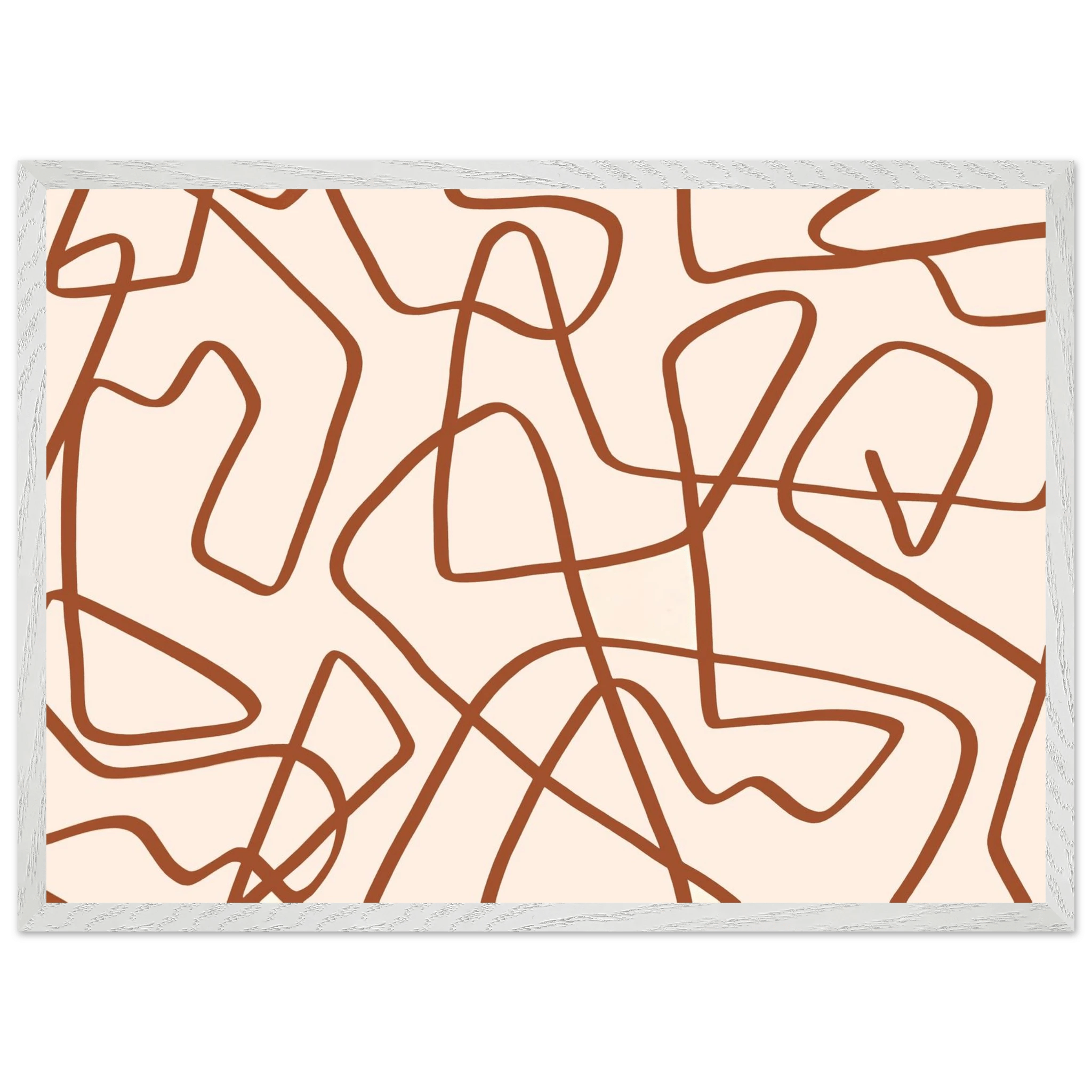 Terracotta Scribble Minimalist Wall Art - Luxury Art Canvas