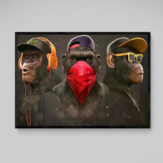 Three Wise Monkey Canvas Wall Art - Luxury Art Canvas