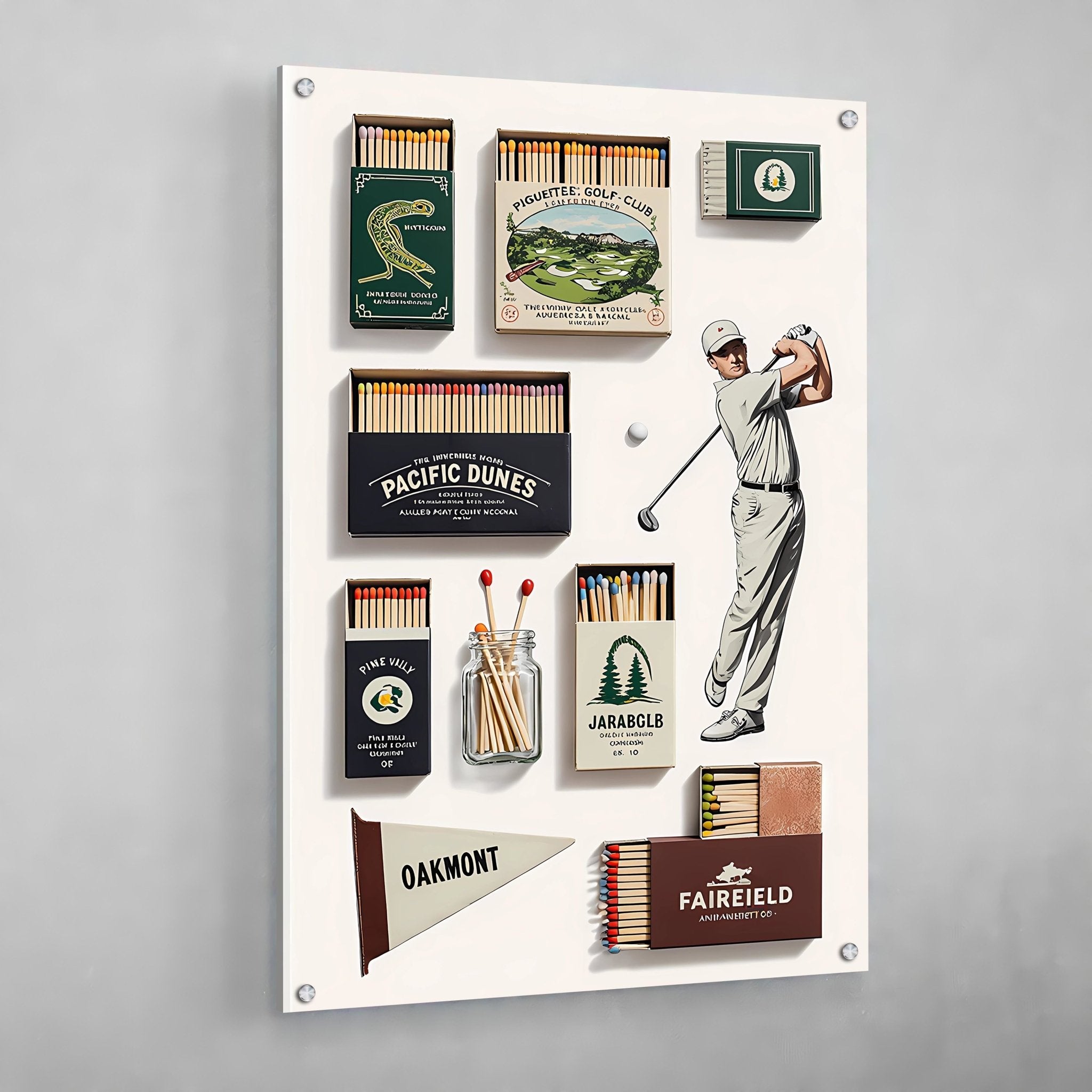 Vintage Matchbox Golf Wall Art - Luxury Art Canvas
