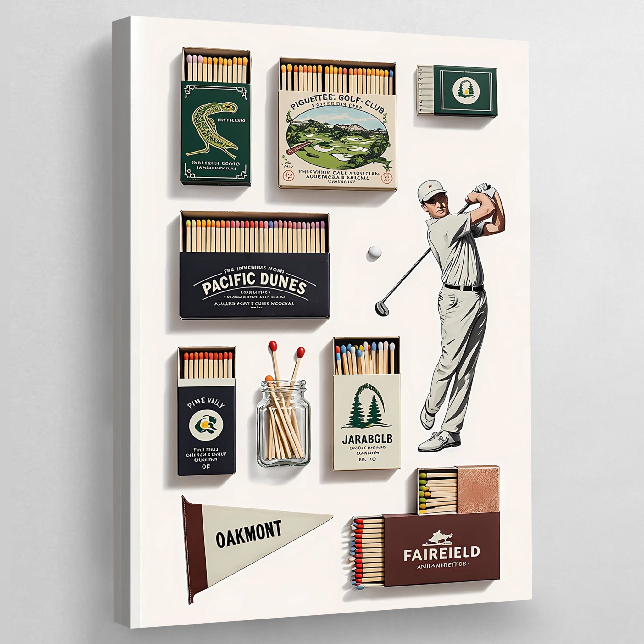 Vintage Matchbox Golf Wall Art - Luxury Art Canvas