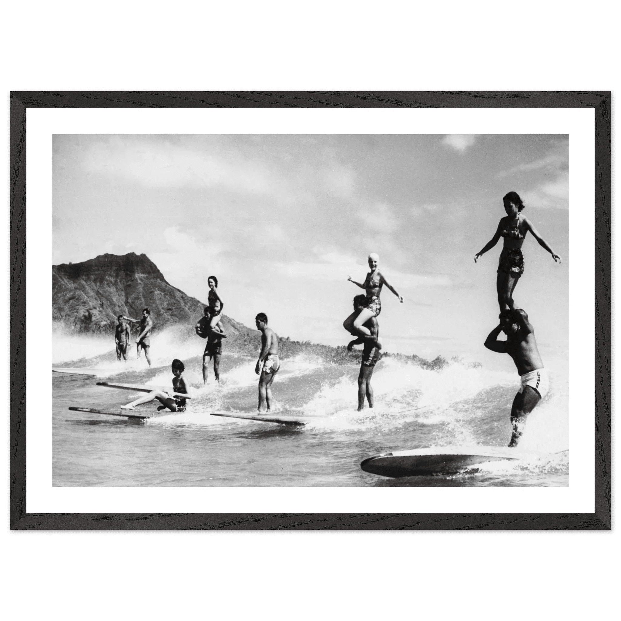 Vintage Surf Hawaii Black and White Wall Art - Luxury Art Canvas