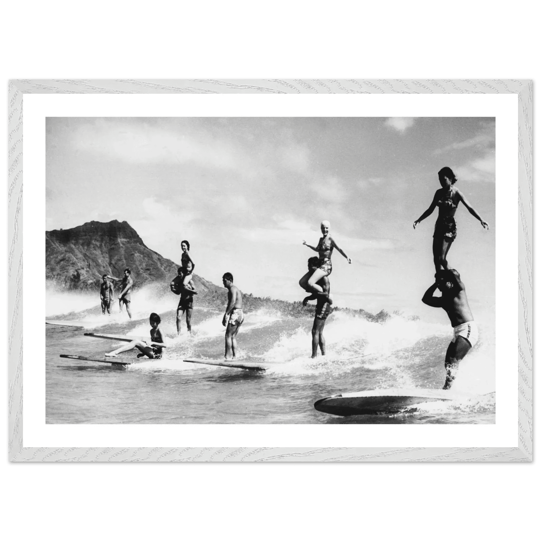 Vintage Surf Hawaii Black and White Wall Art - Luxury Art Canvas