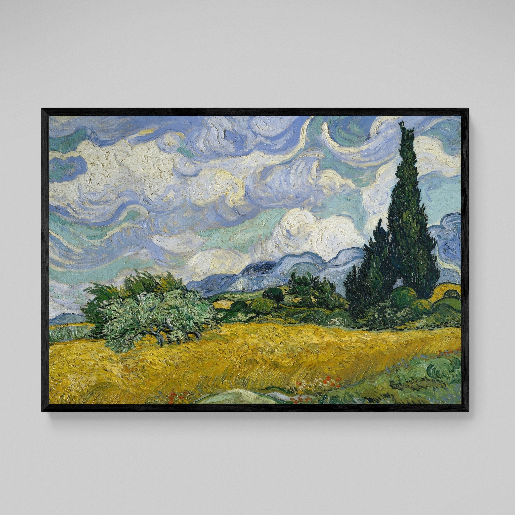 Wheat Field with Cypresses Wall Art - Luxury Art Canvas