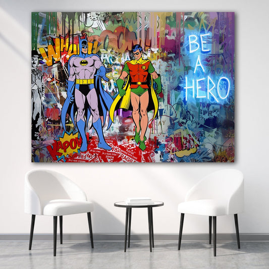 Be a Hero Graffiti Wall Art - Luxury Art Canvas
