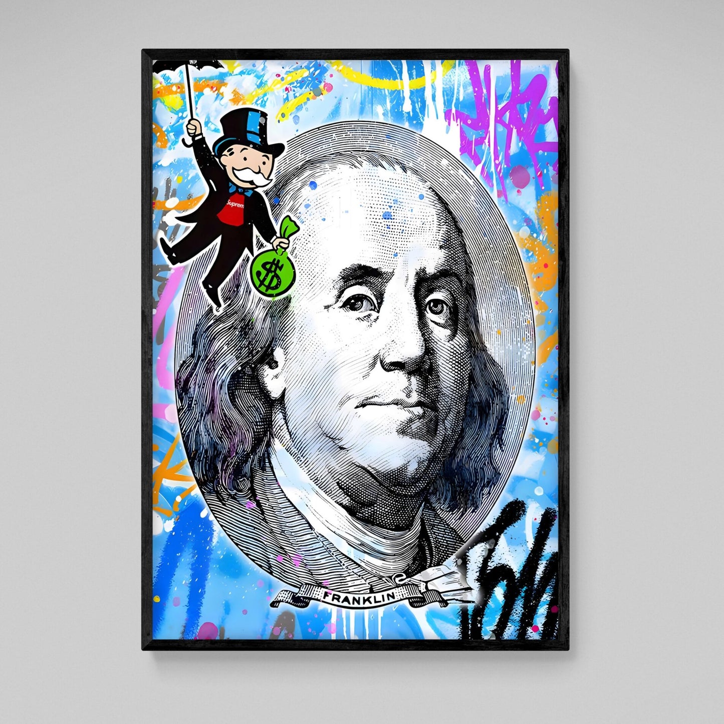 Benjamin Franklin Graffiti Wall Art - Luxury Art Canvas