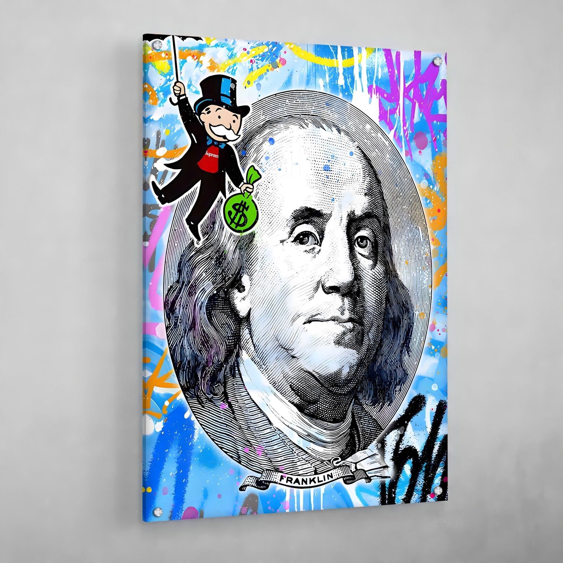 Benjamin Franklin Graffiti Wall Art - Luxury Art Canvas