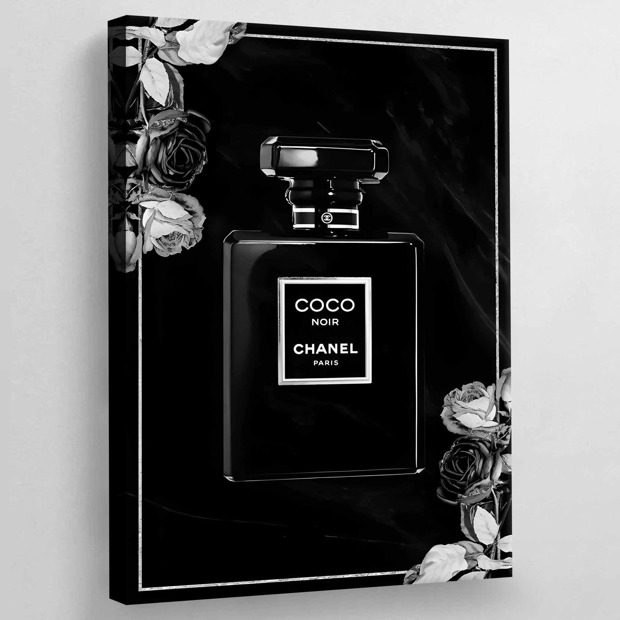 Black Chanel Perfume Wall Art - Luxury Art Canvas