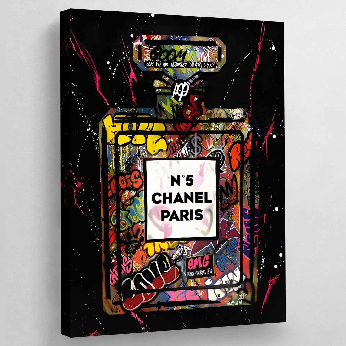 Black Graffiti Chanel Perfume Wall Art - Luxury Art Canvas
