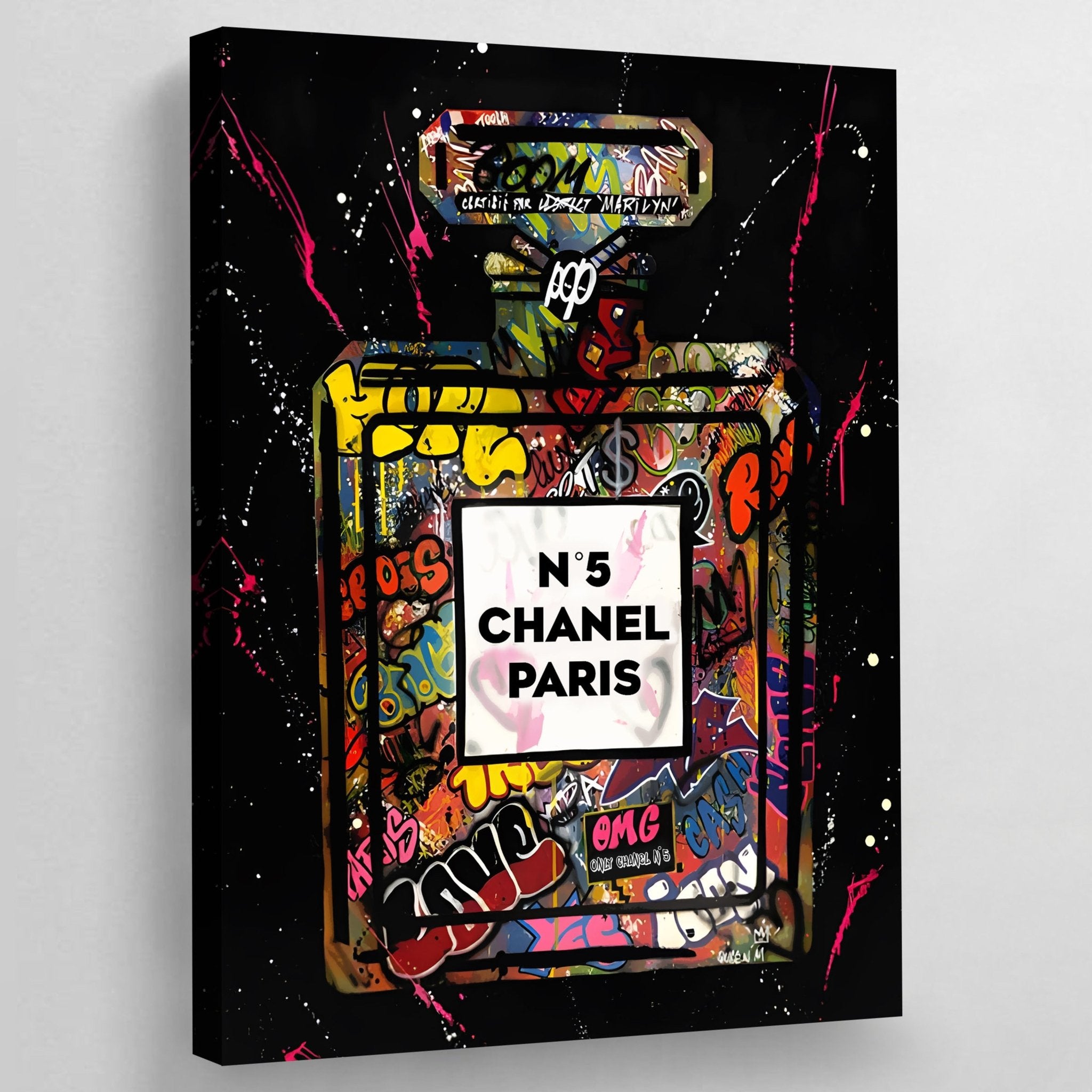 Black Graffiti Chanel Perfume Wall Art - Luxury Art Canvas