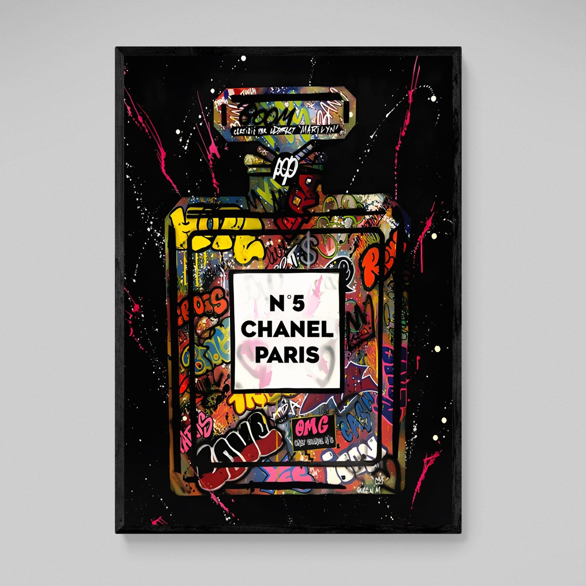 Black Graffiti Chanel Perfume Wall Art - Luxury Art Canvas