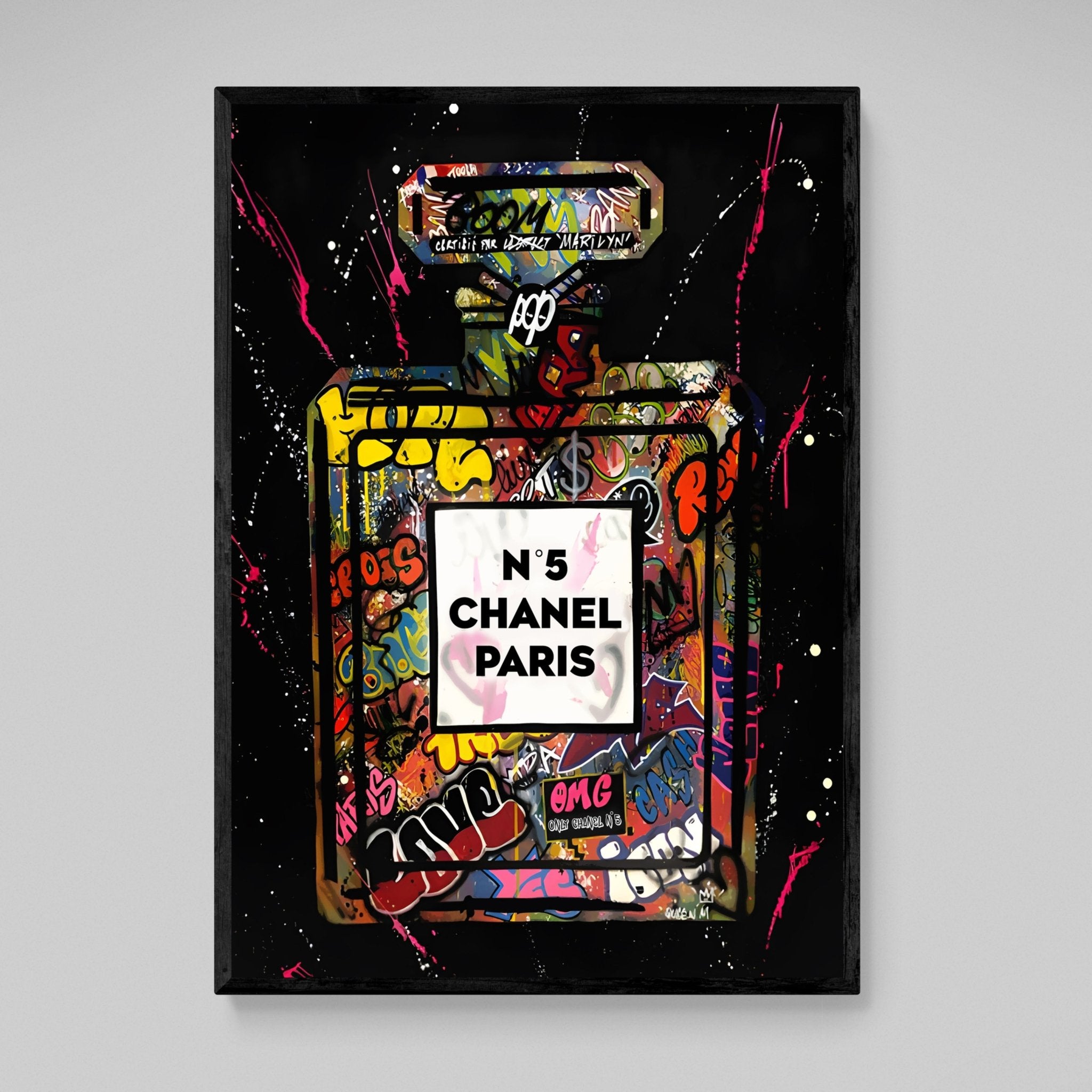Black Graffiti Chanel Perfume Wall Art - Luxury Art Canvas