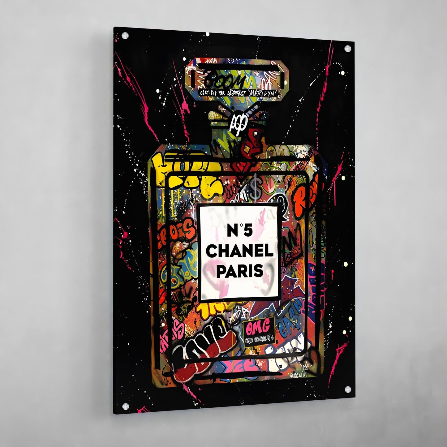 Black Graffiti Chanel Perfume Wall Art - Luxury Art Canvas