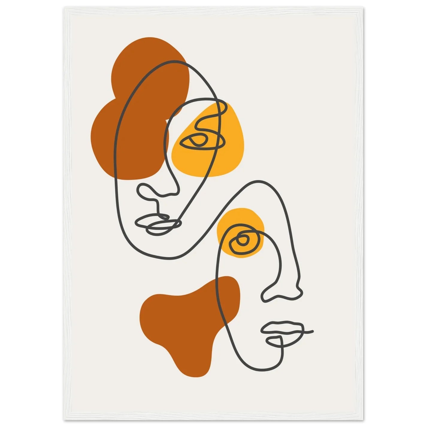 Brown Faces Minimalist Wall Art - Luxury Art Canvas