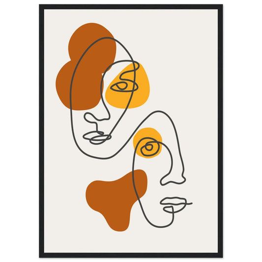 Brown Faces Minimalist Wall Art - Luxury Art Canvas