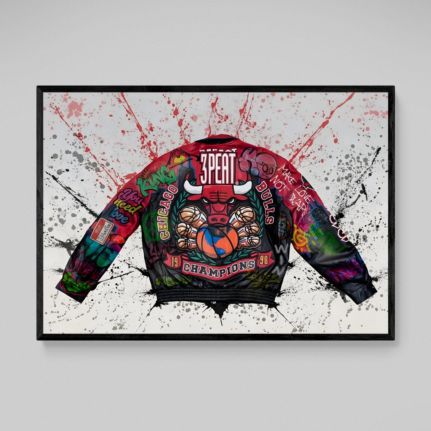 Chicago Basketball Graffiti Wall Art - Luxury Art Canvas