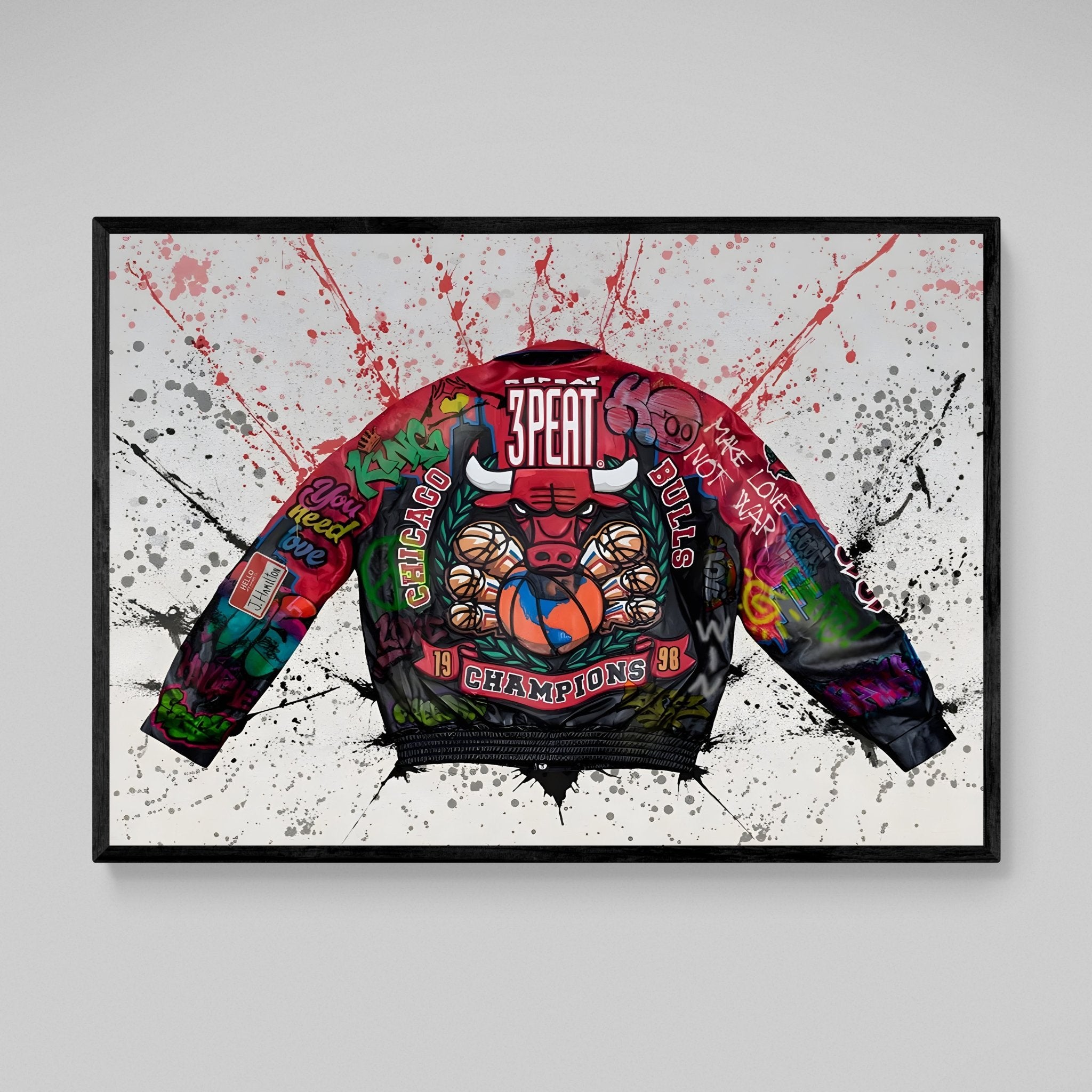 Chicago Basketball Graffiti Wall Art - Luxury Art Canvas