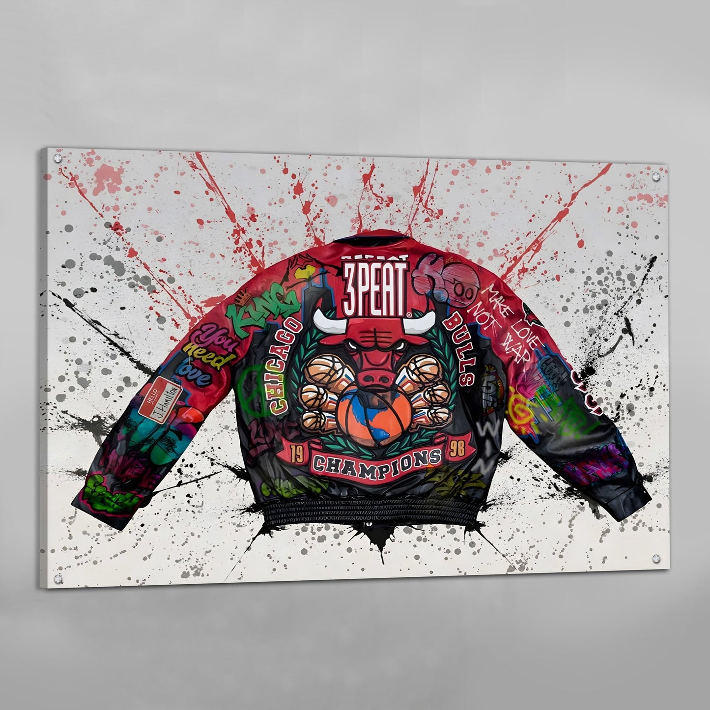 Chicago Basketball Graffiti Wall Art - Luxury Art Canvas