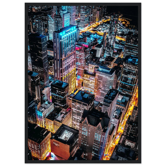 Chicago Downtown By Night Wall Art - Luxury Art Canvas