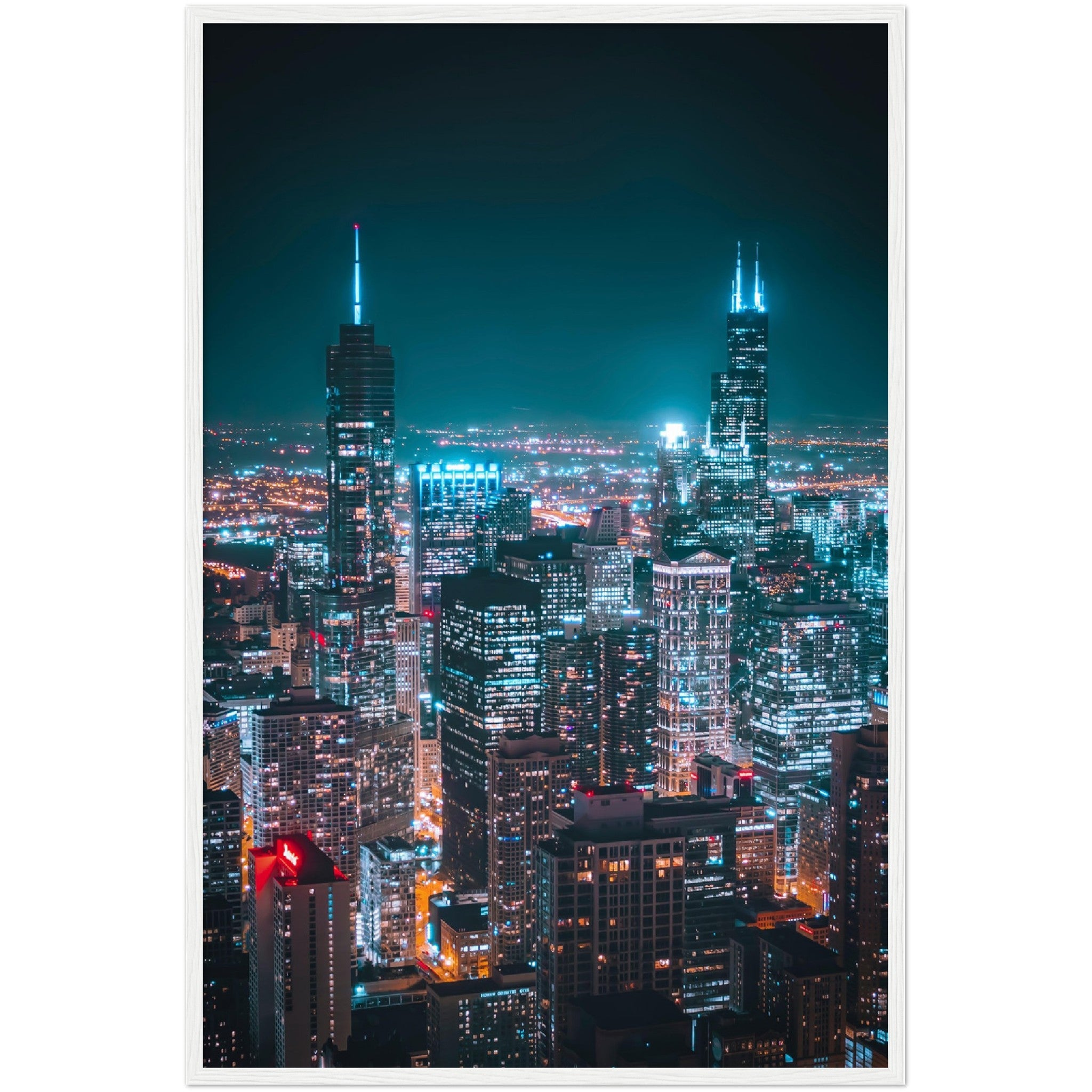 Chicago Skyline at Night Wall Art - Luxury Art Canvas