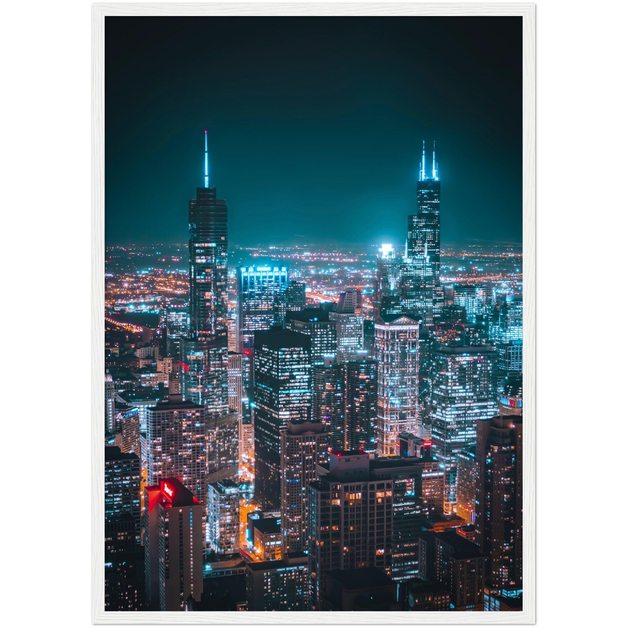 Chicago Skyline at Night Wall Art - Luxury Art Canvas
