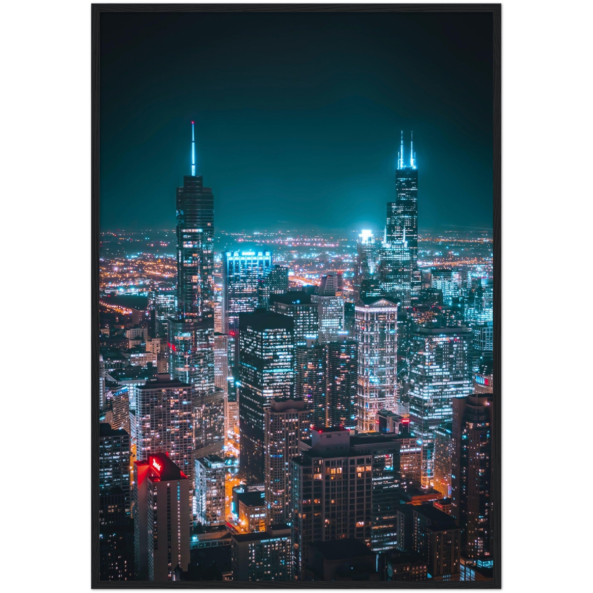 Chicago Skyline at Night Wall Art - Luxury Art Canvas