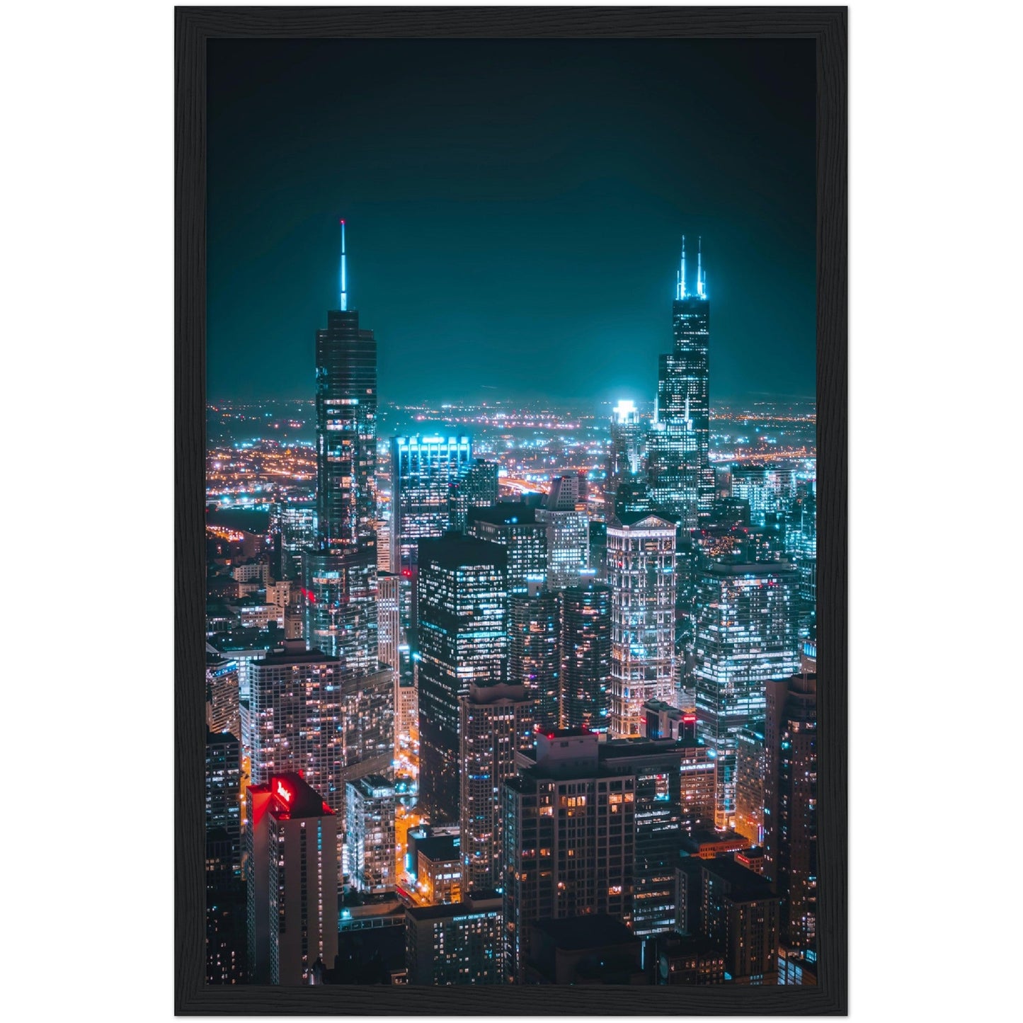 Chicago Skyline at Night Wall Art - Luxury Art Canvas
