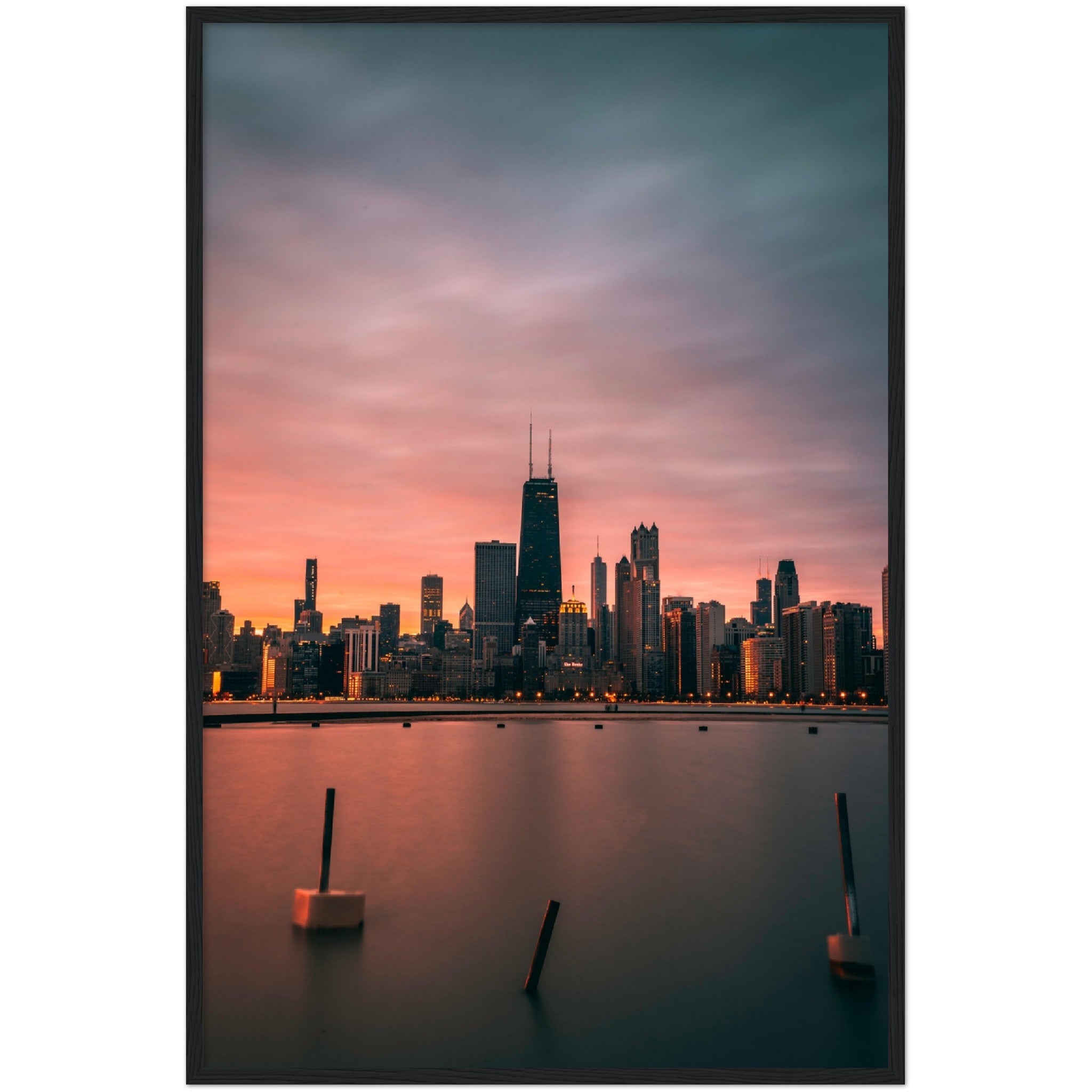 Chicago Skyline Sunset Wall Art - Luxury Art Canvas