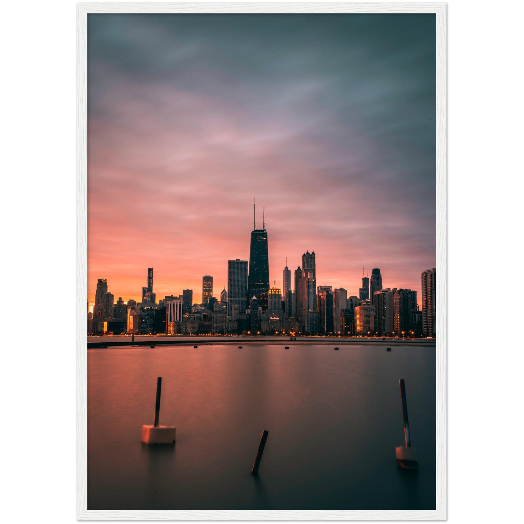 Chicago Skyline Sunset Wall Art - Luxury Art Canvas