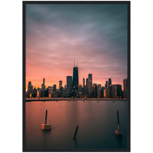 Chicago Skyline Sunset Wall Art - Luxury Art Canvas