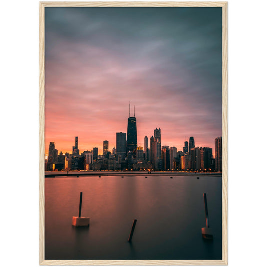 Chicago Skyline Sunset Wall Art - Luxury Art Canvas