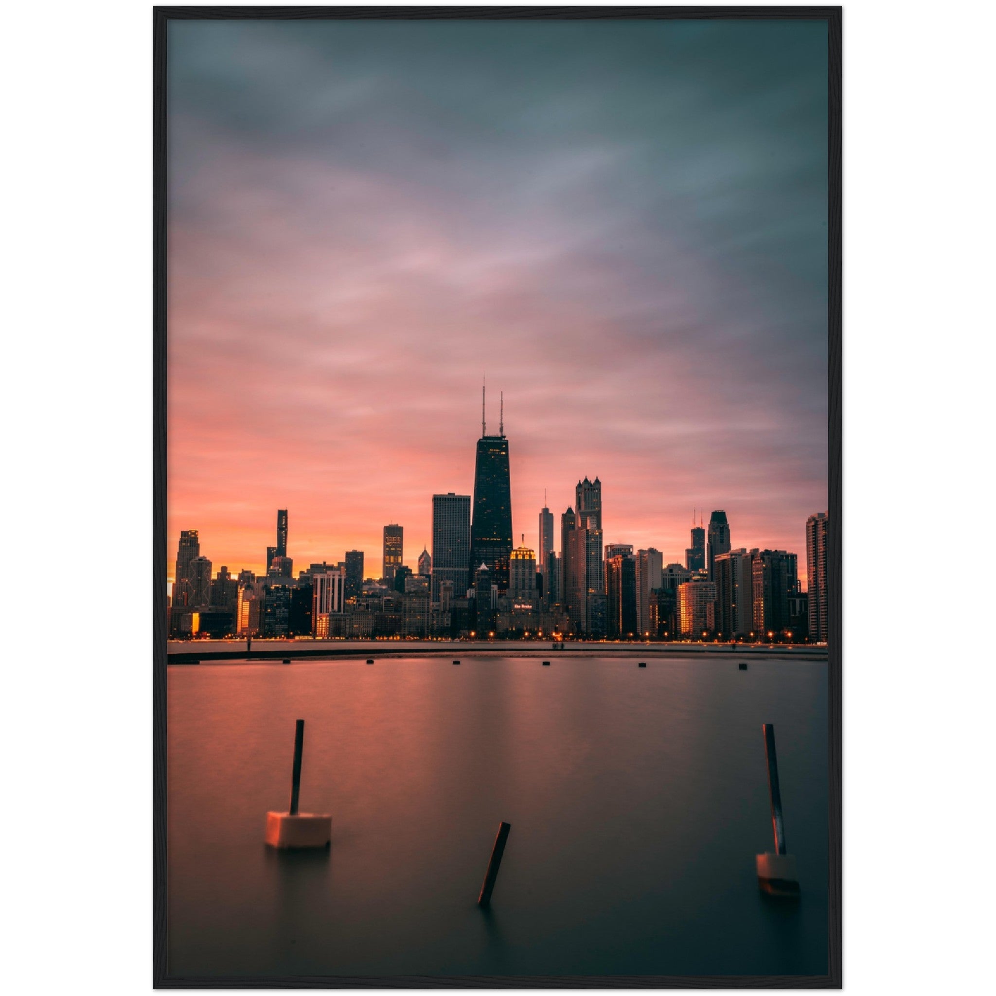 Chicago Skyline Sunset Wall Art - Luxury Art Canvas