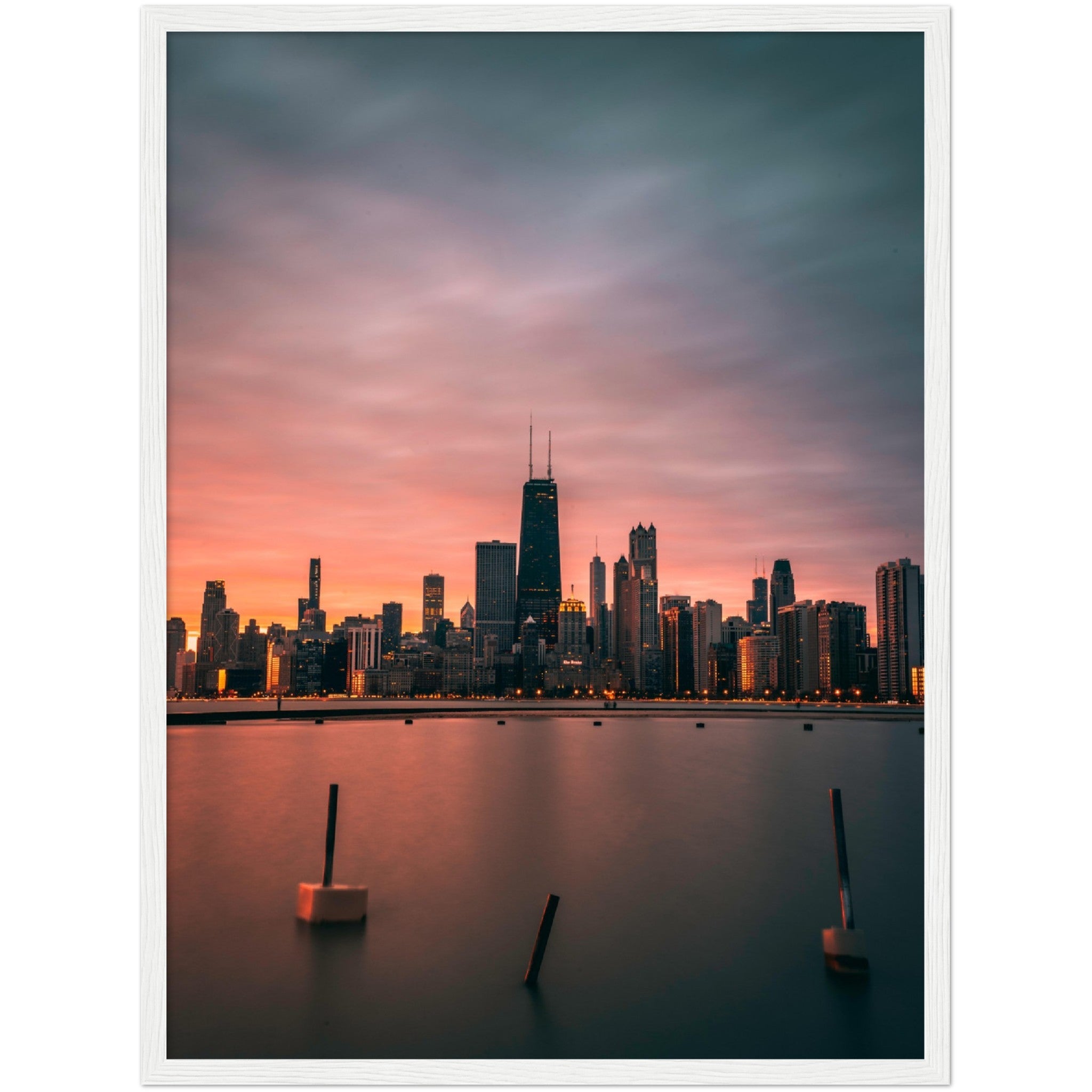 Chicago Skyline Sunset Wall Art - Luxury Art Canvas