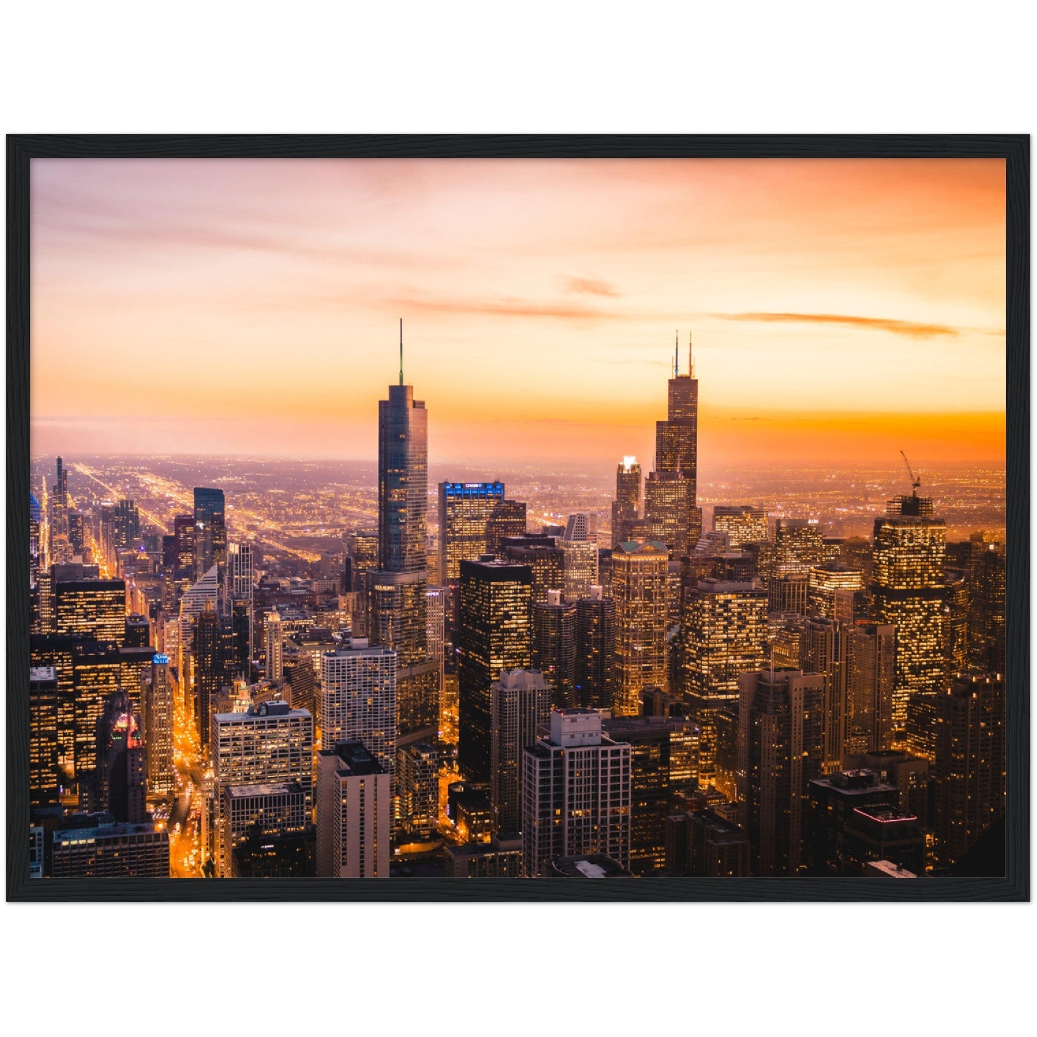 Chicago Sunset Wall Art - Luxury Art Canvas