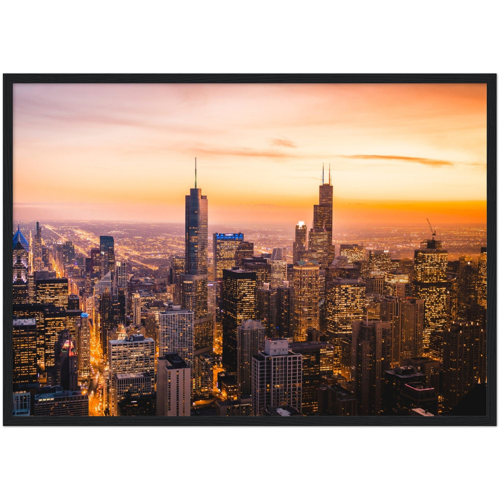 Chicago Sunset Wall Art - Luxury Art Canvas